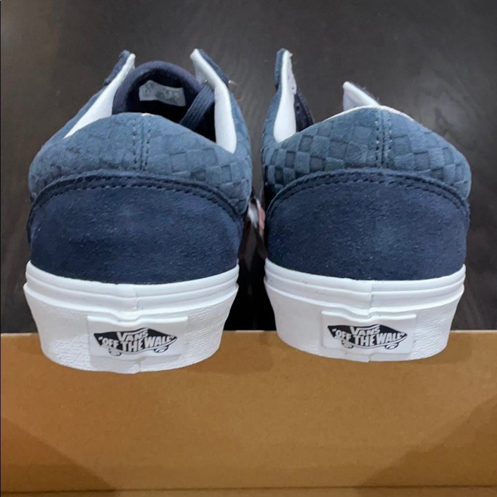 Vans Old Skool Emboss Mini Check Suede Blue - Picture 2 of 4